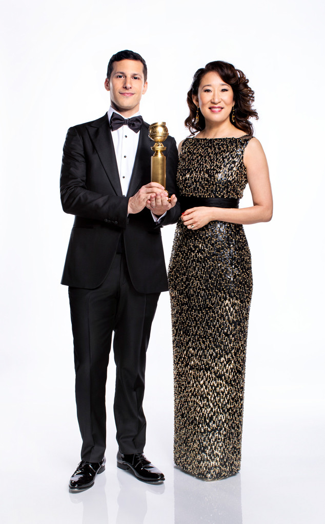 Golden Globes 2019, Andy Samberg, Sandra Oh Golden Globes 2019, Andy Samberg, Sandra Oh
